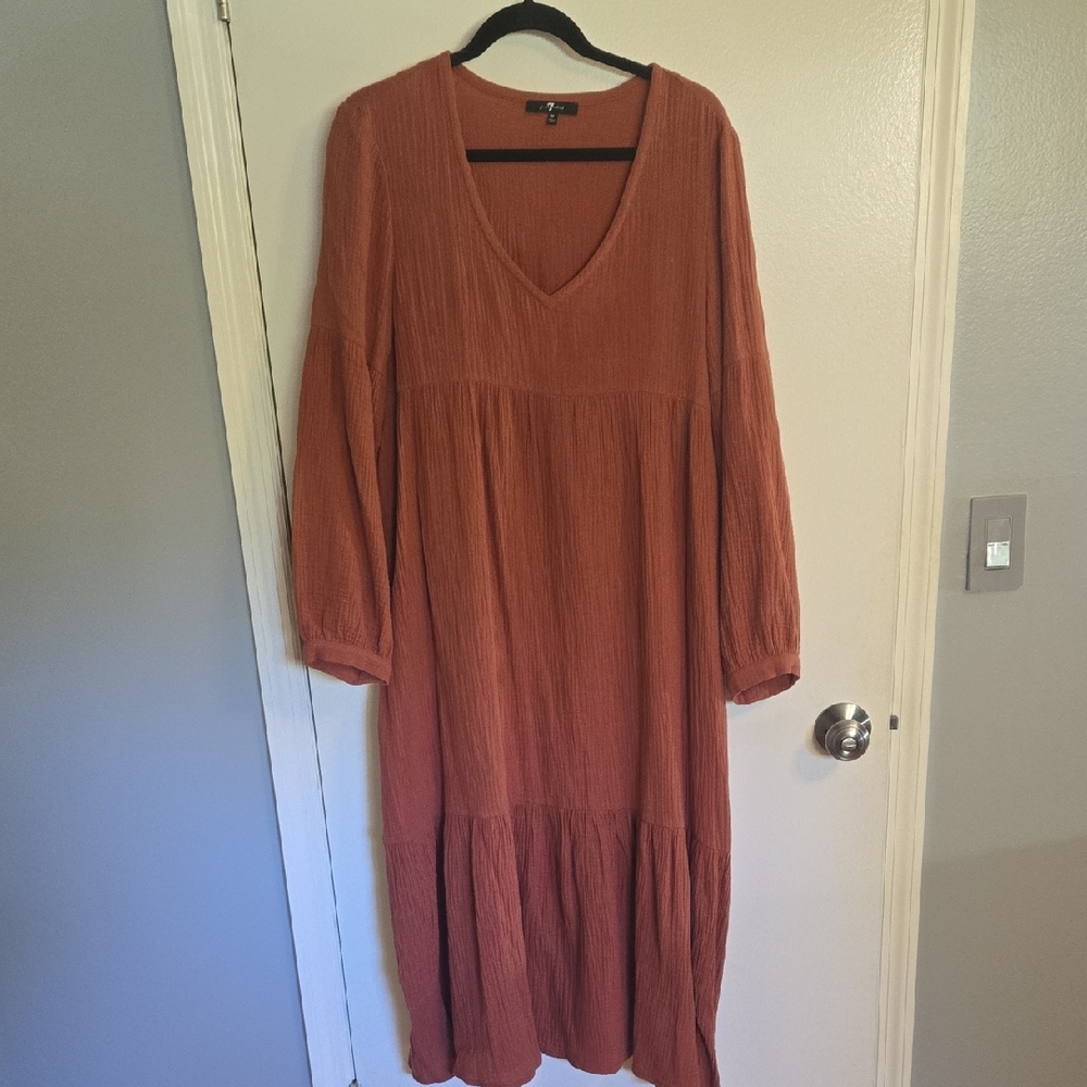 7 For All Mankind Terracotta Long Sleeve Dress